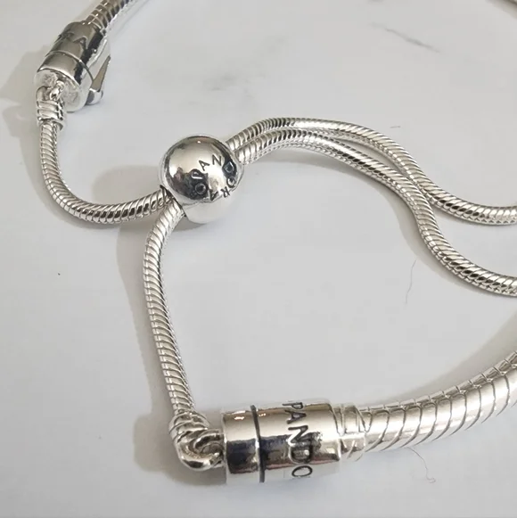 Pandora Polished Silver Adjustable Snake Chain Necklace - Silver - Picture 3 of 6